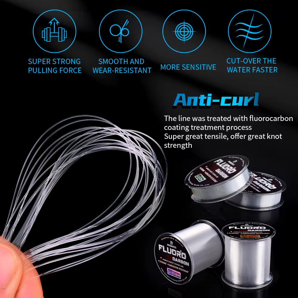 PROBEROS 100M ligne de pêche à revêtement fluorocarbone 2.2LB-29.3LB ligne de Leader Monofilament en Fiber de carbone ligne de pêche à la carpe
