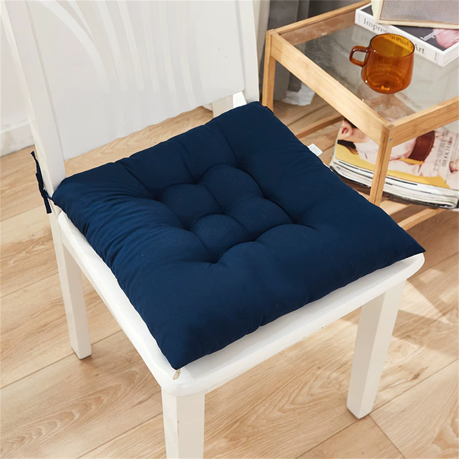 Coussin de Chaise en Polymères Carrés en Coton Doux et Rembourré, Solide, pour Bureau, Maison, Voiture, Jardin, Salon de Soleil