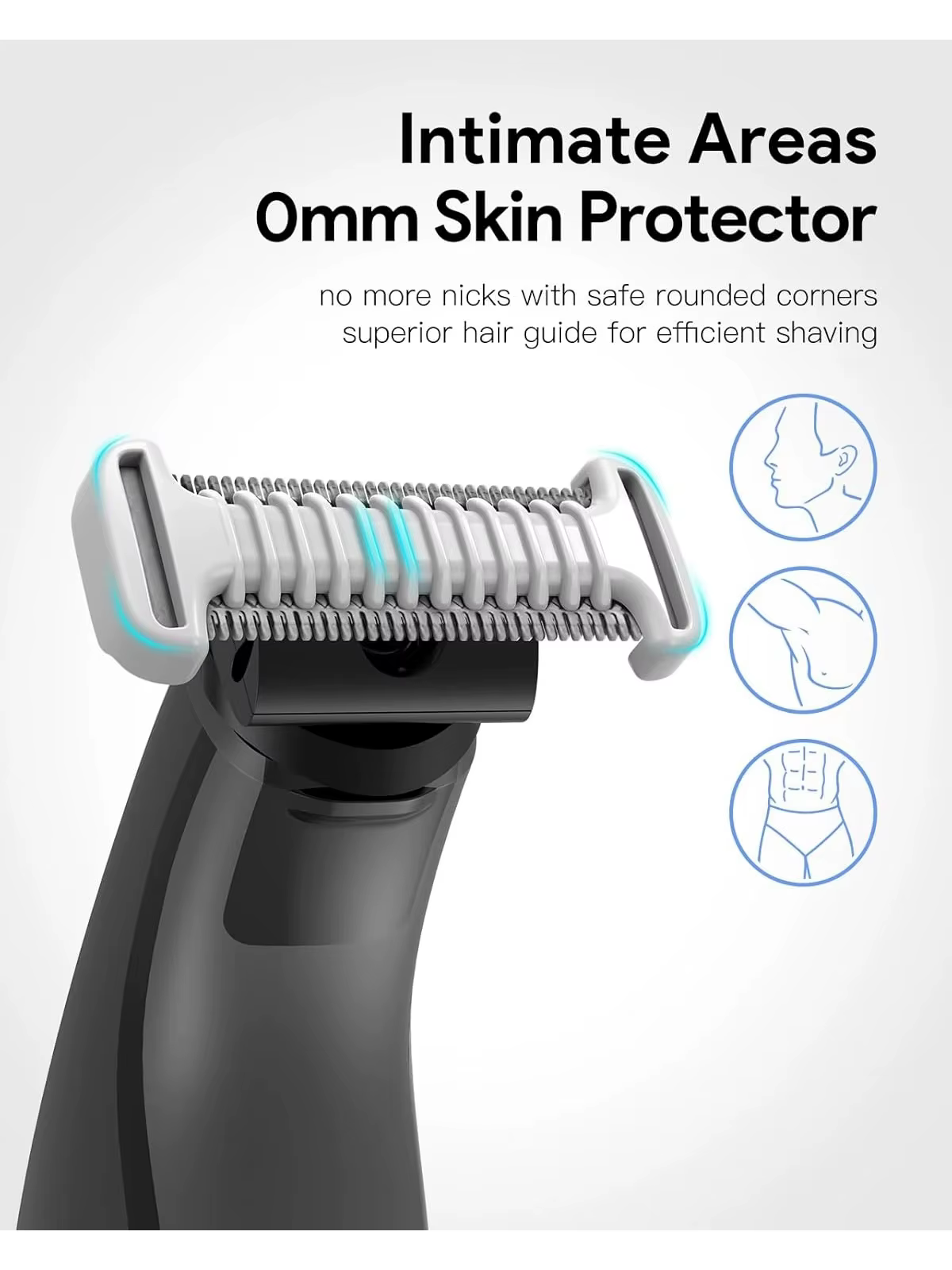 Protecteur de peau intime et peigne corporel 3 mm compatible avec les tondeuses hybrides OneBlade QP2724/QP2824/QP2520/QP2630