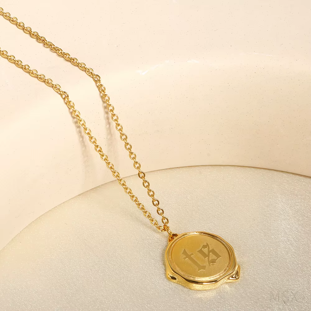 JINHUI – collier avec sceau de cire pour femmes, en acier inoxydable, métal, lettre TS, pendentif Initial, chaîne géométrique, bijoux, vente en gros, nouveau