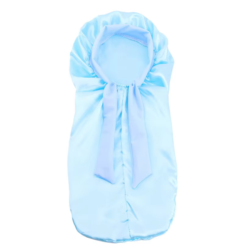 Bonnet de couchage en satin solide pour enfants, chaussettes longues pour filles, chapeau de nuit, injBonnet, soins des cheveux, écharpe de sauna, ruban, vêtements de sauna, rond, nouveau