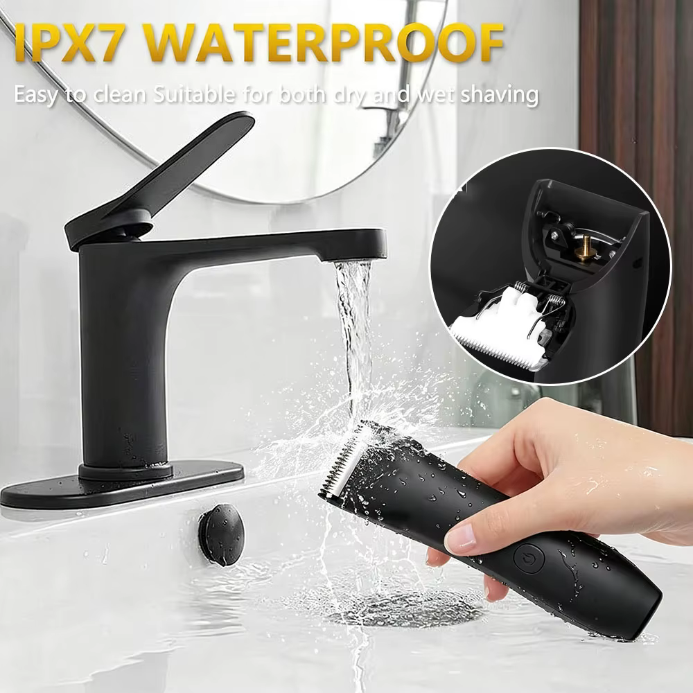 Tondeuse à barbe pour hommes, tondeuse à poils du corps étanche, rasoir électrique, appareil de soins corporels, utilisation à sec ou à l’eau, pour la zone pubienne, la barbe, les jambes et la poitrin