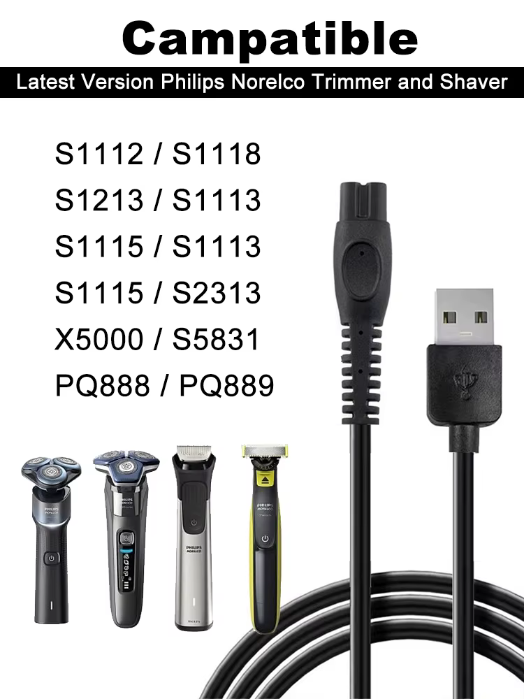 Chargeur USB 5V pour rasoir Philips Norelco série S3000 S3208 S3109 S3108 S3209 S1118 S1213 S3202