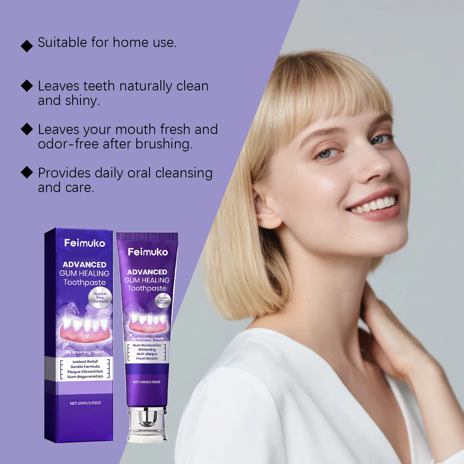 Dentifrice Réparateur Gencives Anti-Caries Améliore la Plaque Protège les Gencives Estompe les Taches Dentaires Haleine Fraîche Nettoyage en Profondeur Formule Douce Pour Toute la Famille
