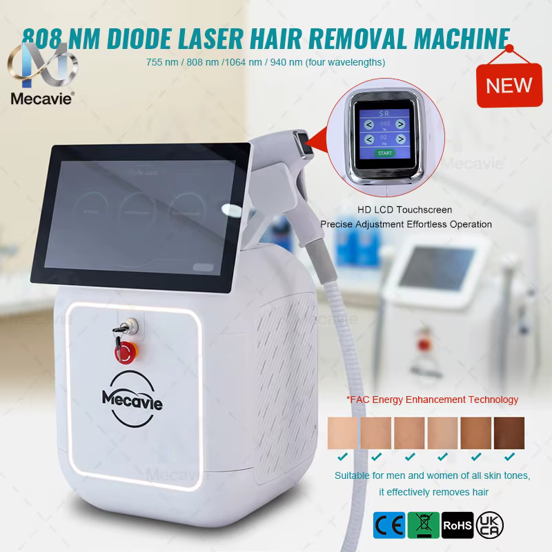 Appareil d'épilation laser diode 808 titane 4 ondes 2026 pour salon et domicile