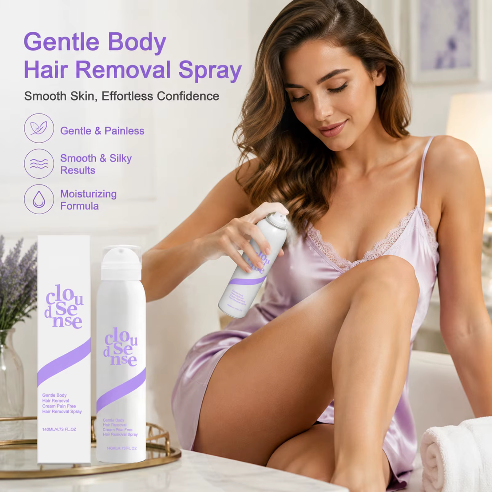 Mousse dépilatoire en spray douce et indolore pour aisselles, jambes et bras, pour une peau lisse sans points noirs, dépilatoire rafraîchissant