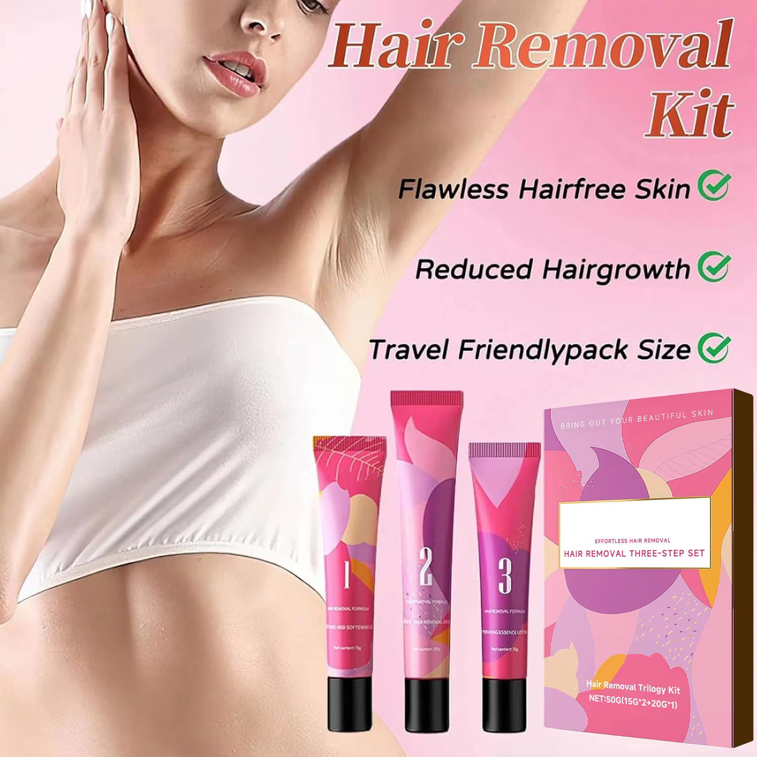 Kit de trilogie pour l'épilation du visage pour femmes – Épilateur de qualité clinique pour le menton et le dessus des