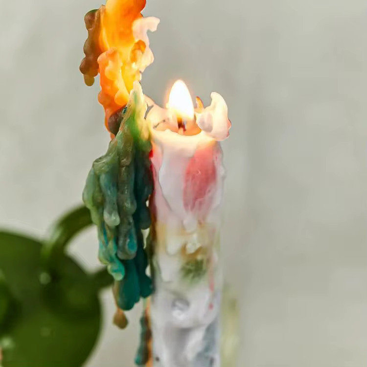 Bougies magiques mignonnes en cire de paraffine, bougies colorées à effet de goutte, bougies longues, décoration de style nordique, ambiance festive, maison