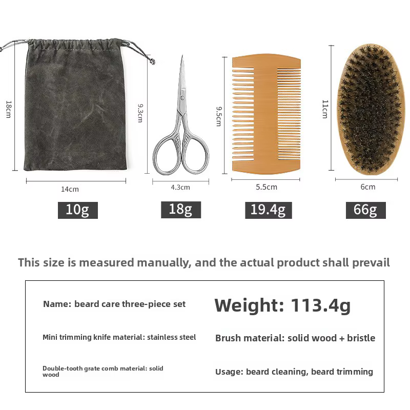 Ensemble professionnel de brosse et peigne à barbe en bois pour hommes, outil de soin de la moustache, poils de sanglier naturels pour peigner les barbes, cadeau