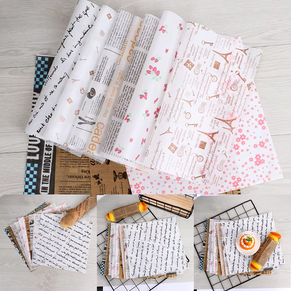 Papier d'avertissement étanche, 50 pièces, papier huilé, tible alimentaires, tible anti-graisse, outil de cuisson pour sandwich, fournitures de fête de cuisine