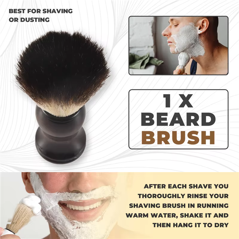 Men blaireau rasage manche en bois appareil de nettoyage de barbe du visage haute qualité Pro Salon outil brosse de