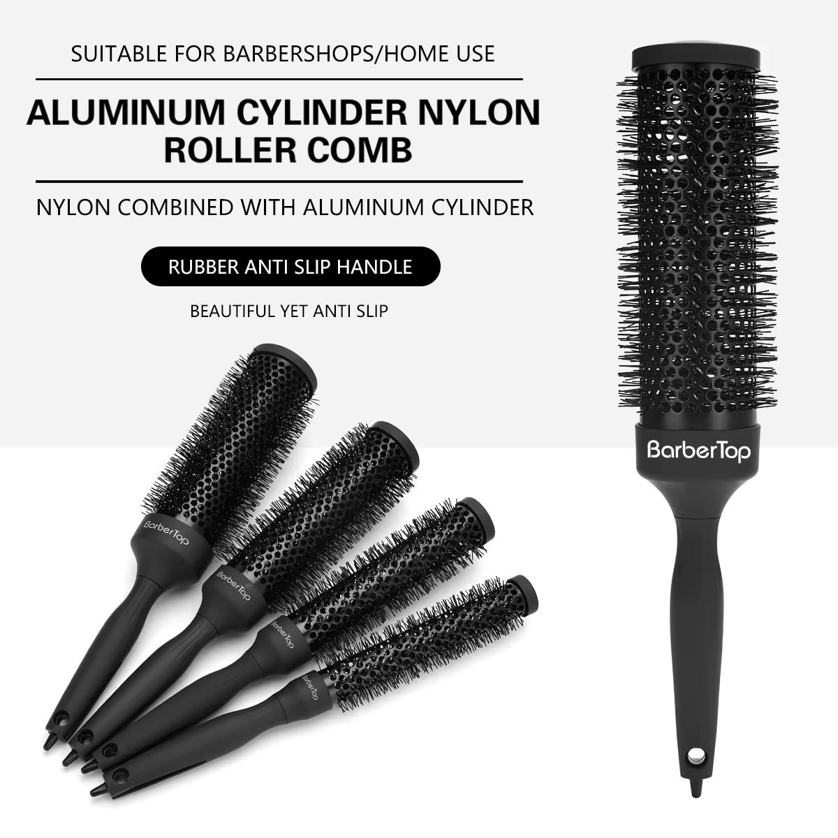 BARBERTOP peigne rond cheveux bouclés bigoudis brosse poils de sanglier baril