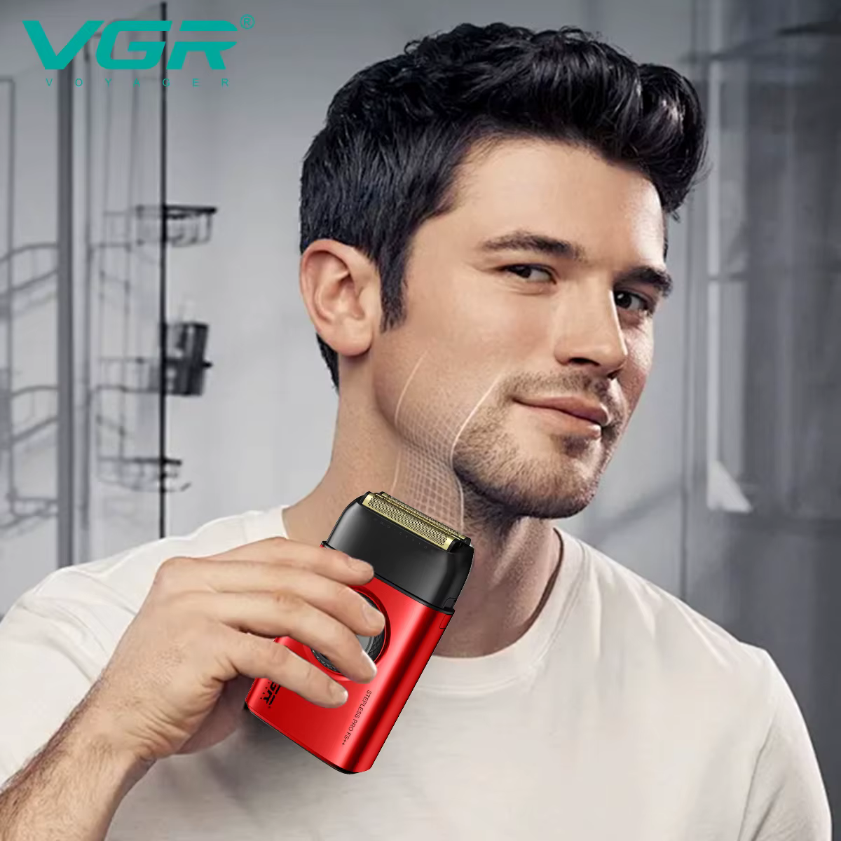 VGR rasoir pour hommes haut de gamme en alliage alternatif à trois lames rasoir LED affichage numérique intelligent 9000 vitesses tondeuse à cheveux V-378