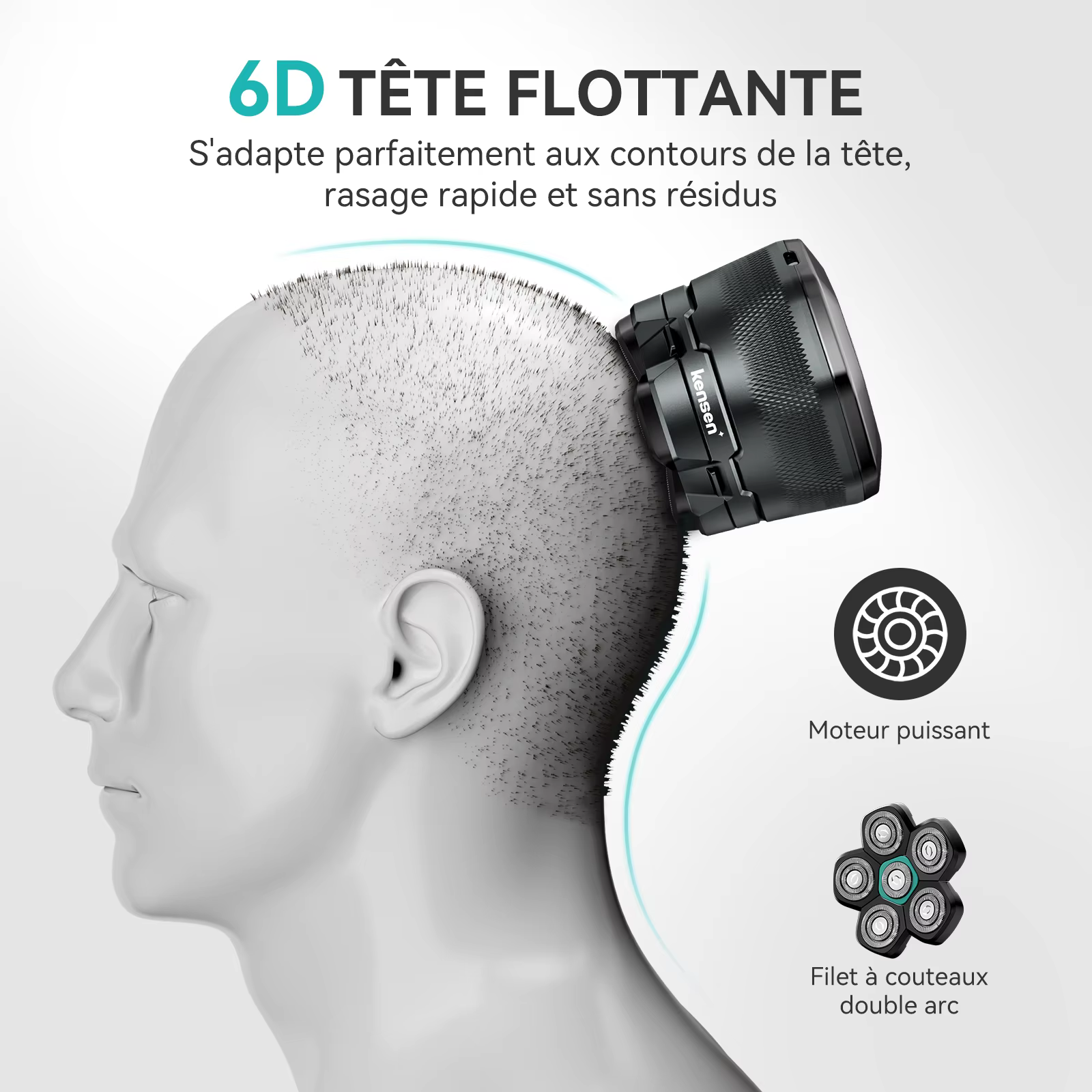 KENSEN 6D rasoir électrique flottant magnétique pour hommes tête humide/sèche