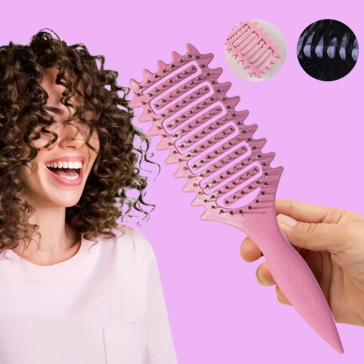 Brosse Coiffante Définition de Boucles, Brosse Démêlante Creuse pour Cheveux Bouclés Humides, Peigne à Boucles, Outils de Coiffure Professionnels