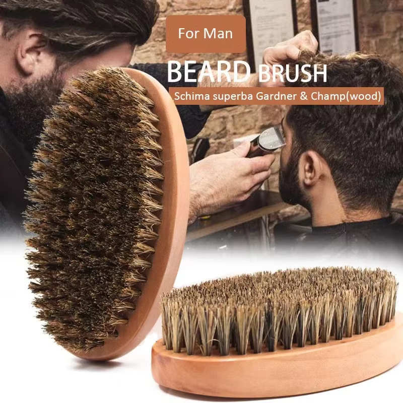 Hommes rasage barbe brosse sanglier 100% cheveux Style peigne poils 360 courbe vague