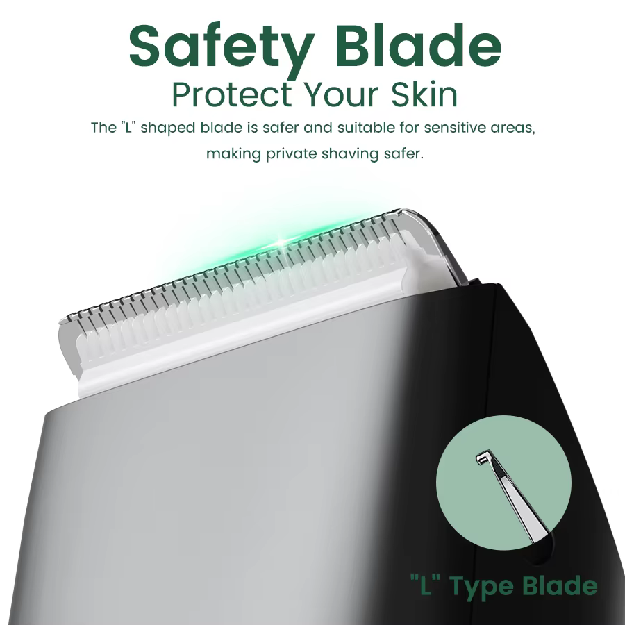 Rasoir électrique pour aine et corps pour hommes – Kit tondeuse double tête étanche avec lumière LED et lames en aluminium
