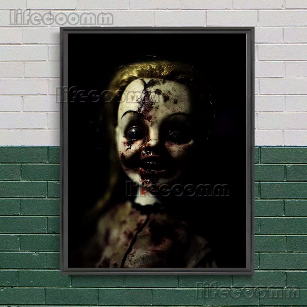 Peinture sur toile de beurre d'horreur avec visage craquelé, art mural vintage, affiche d'art gothique, impression de beurre vaudou effrayant, décor à la maison, sans cadre