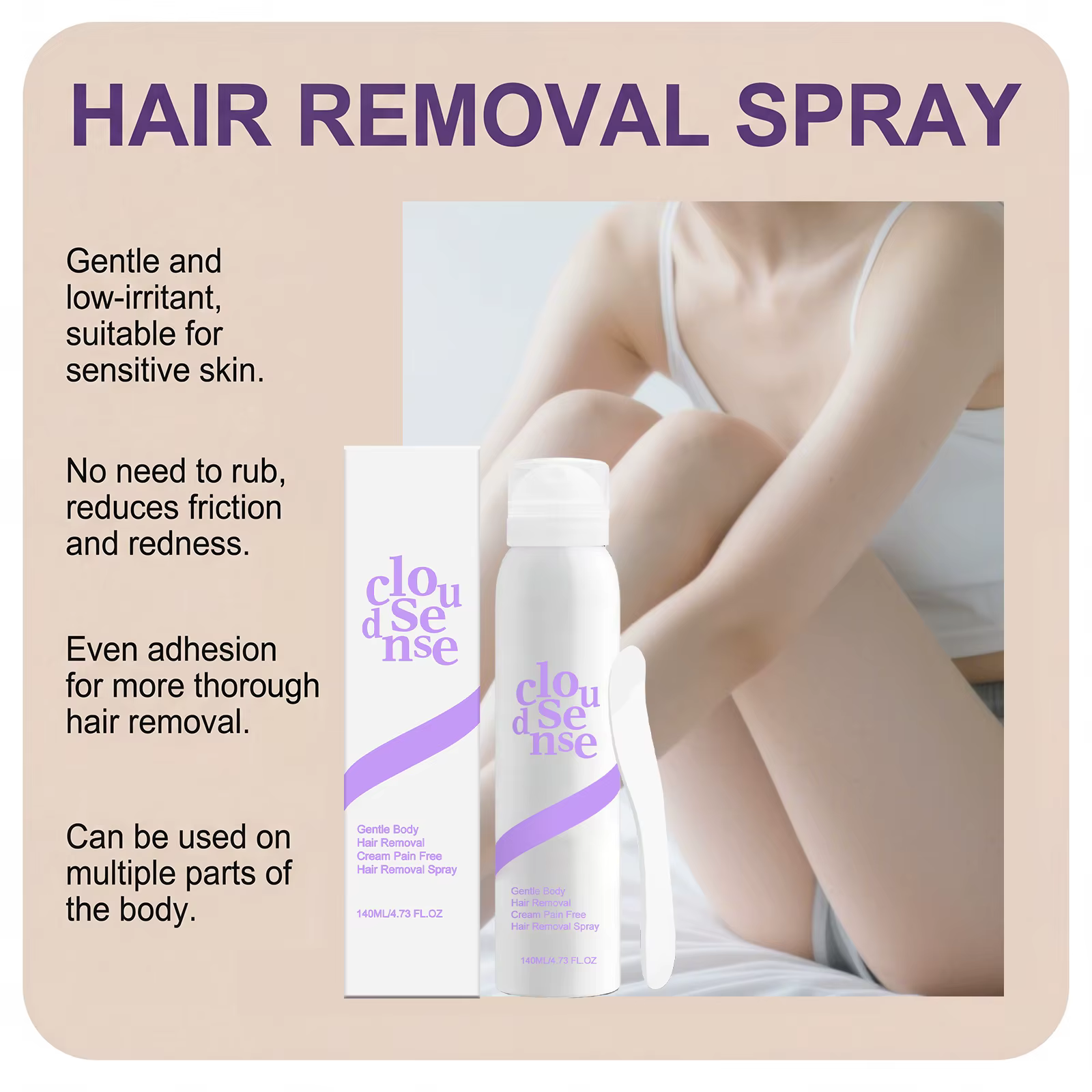 Mousse dépilatoire en spray douce et indolore pour aisselles, jambes et bras, pour une peau lisse sans points noirs, dépilatoire rafraîchissant