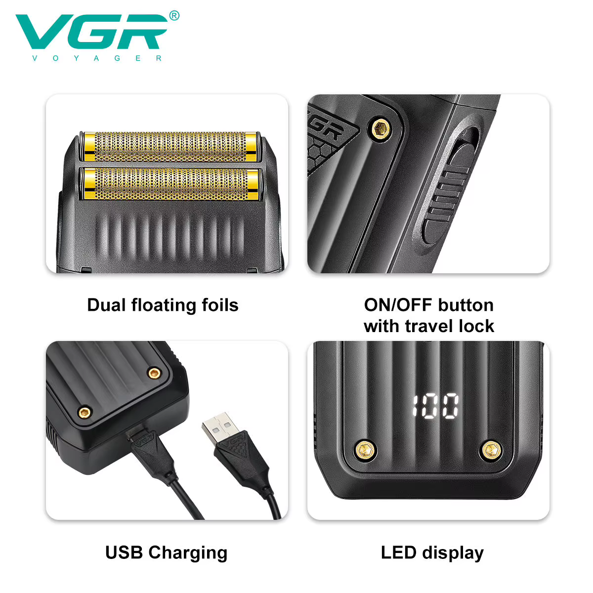 Vgaz363-Rasoir Électrique Professionnel Rechargeable pour Homme