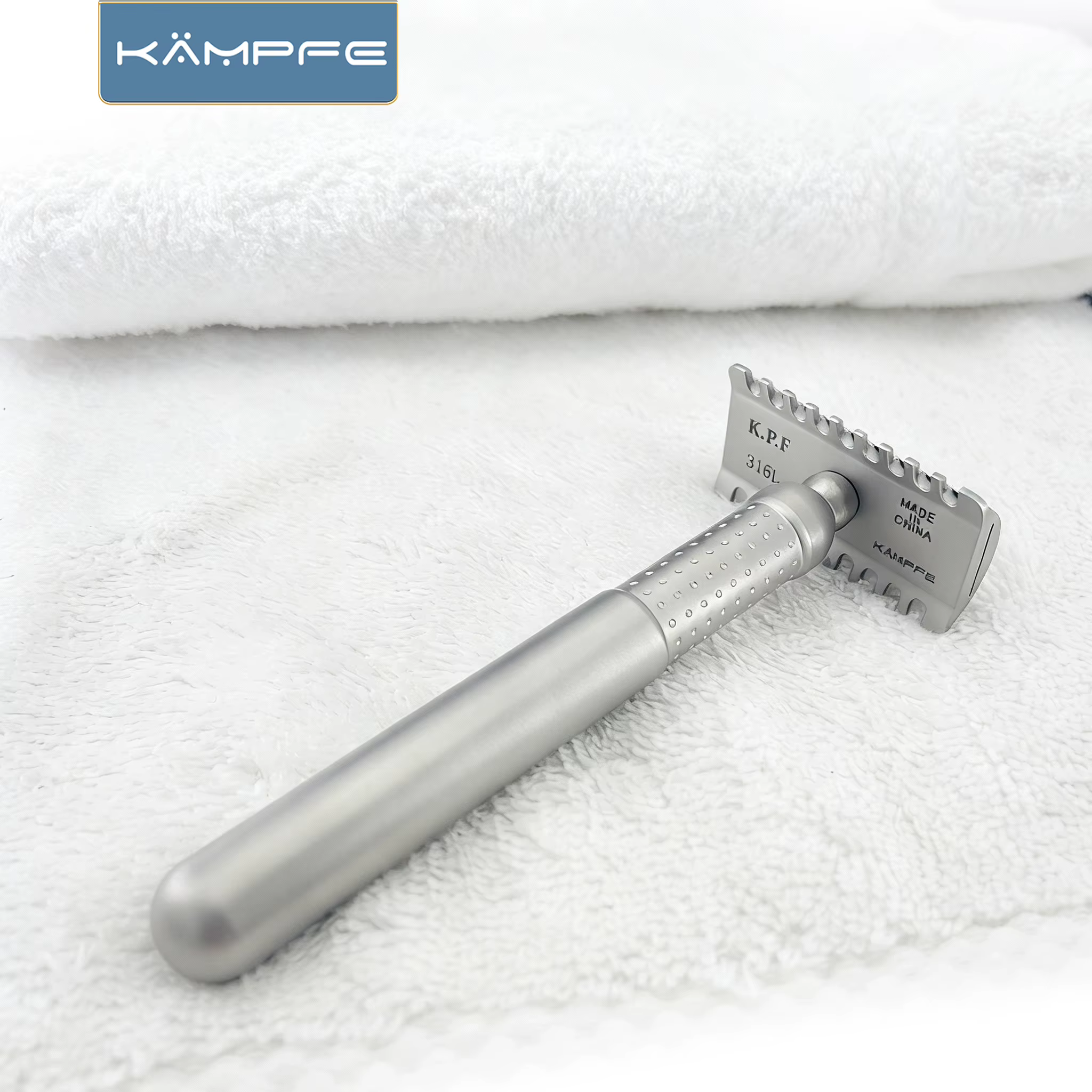Rasoir de sécurité à double tranchant KAMPFE Premium en acier inoxydable 316L