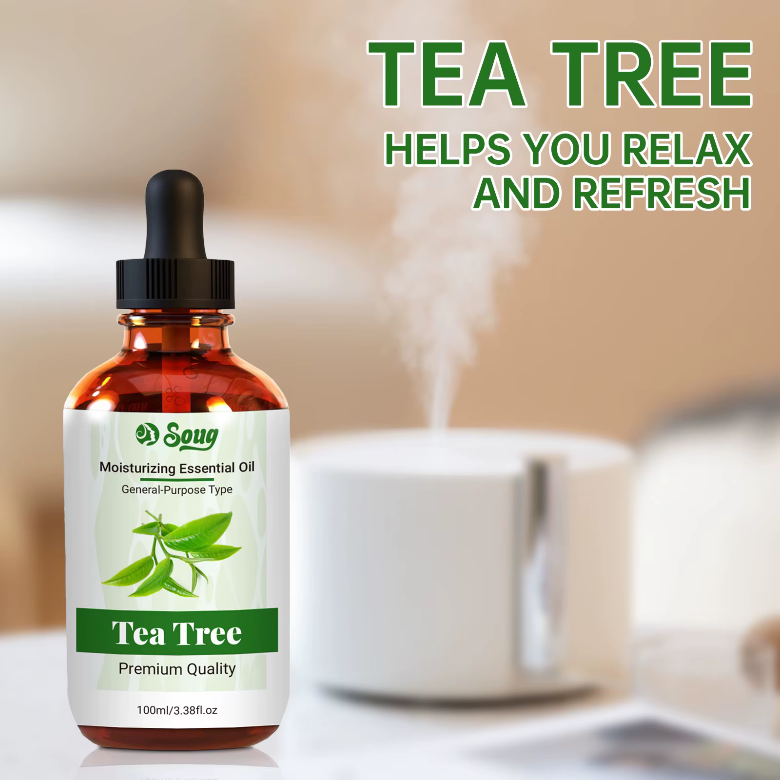 Huile d'arbre à thé hydratante naturelle, 100ML, soins pour le visage et le corps, réparation de la peau, aromathérapie, huile essentielle de Massage Pure