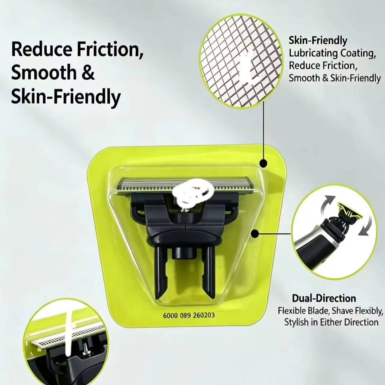 Compatible avec les petites têtes de rasoir à lame en T pour remplacement avec les modèles Oneblade 2533