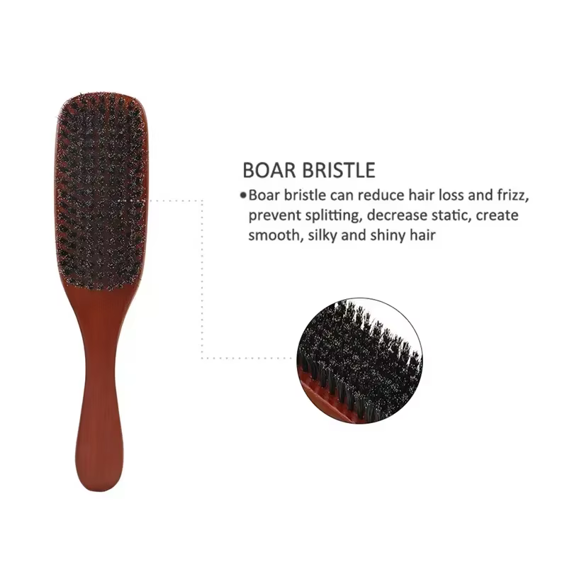 Brosse à barbe professionnelle en poils de sanglier naturels pour hommes