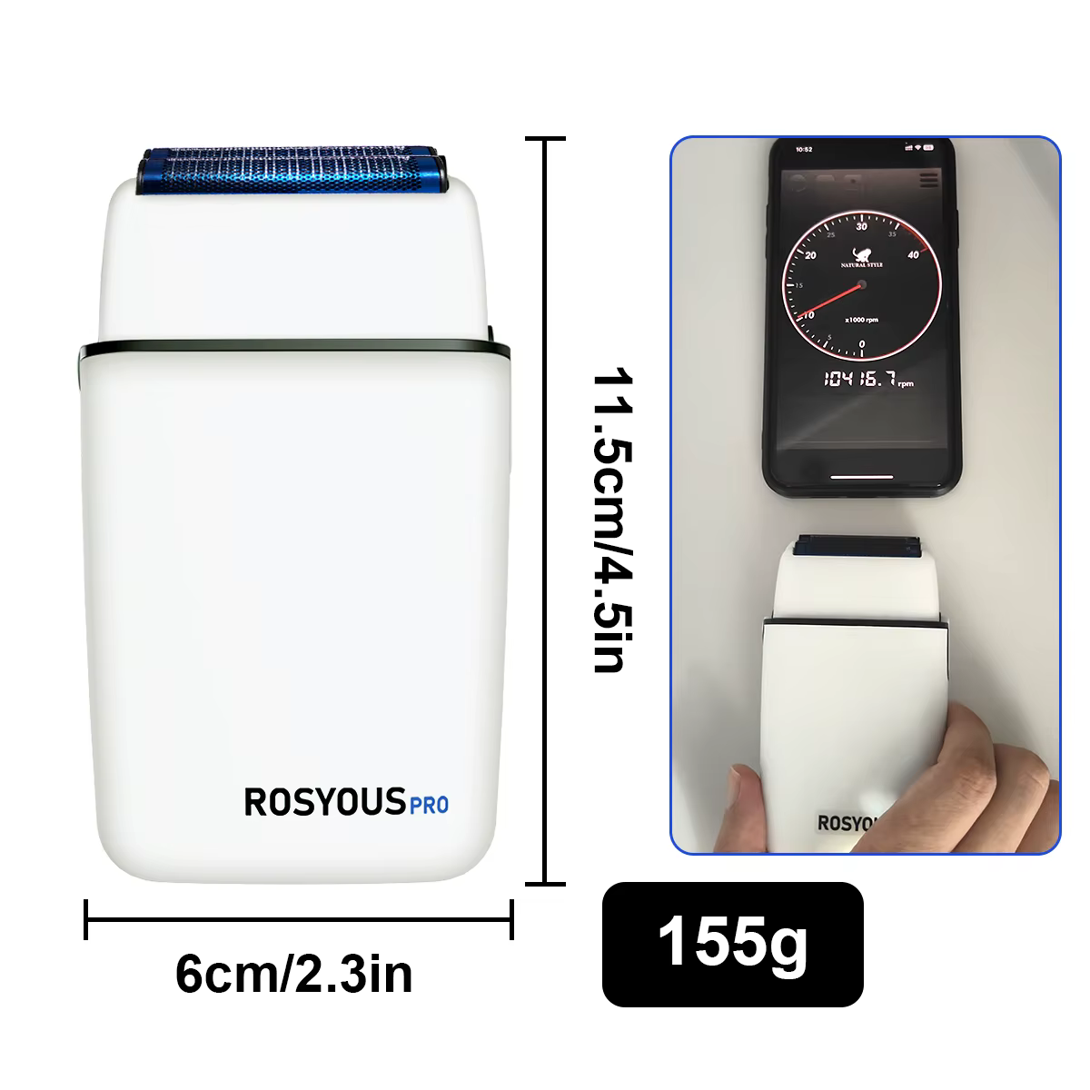 ROSYOUS RS620 Machine à raser pour hommes 10000 tr/min Double feuille bleu couteau hypoallergénique Net tondeuse à barbe électrique salon de coiffure