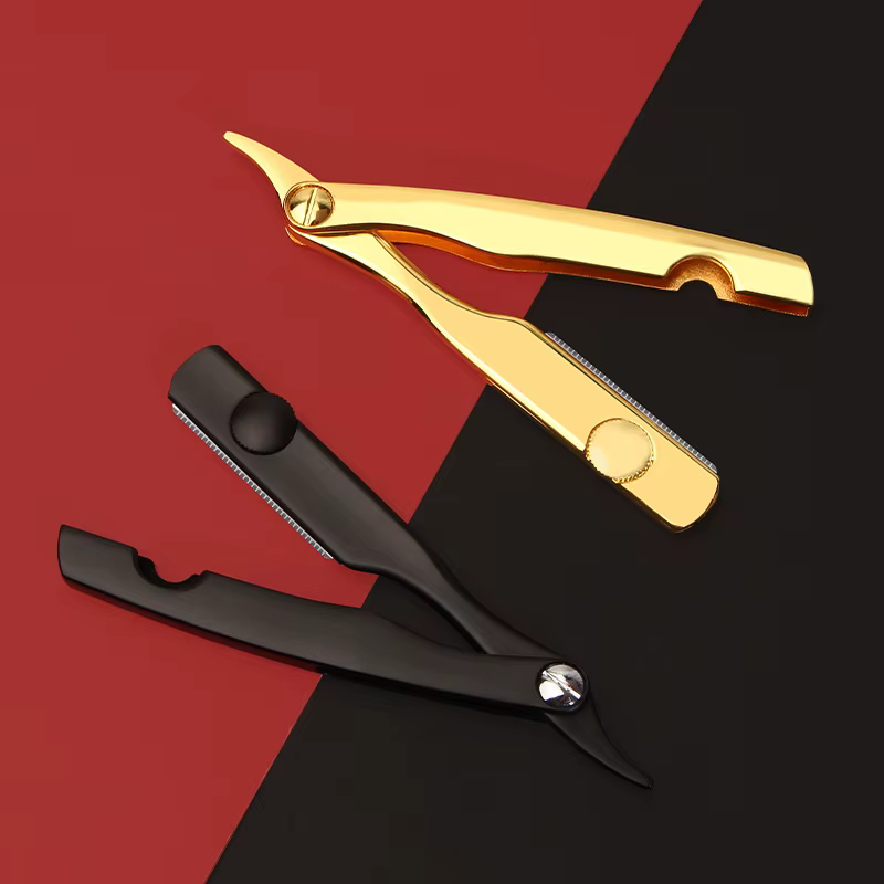 Nouveau rasoir de coiffeur droit pour hommes épilation rasage en alliage de Zinc aisselles cheveux pliant