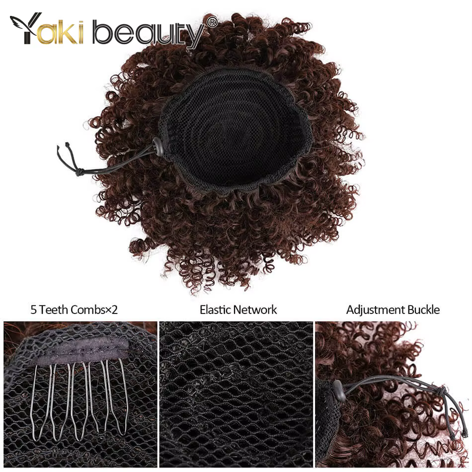 Chignon synthétique Afro bouffant bouclé 12 pouces court crépus bouclés cordon queue de cheval Extension de cheveux postiches pour les femmes