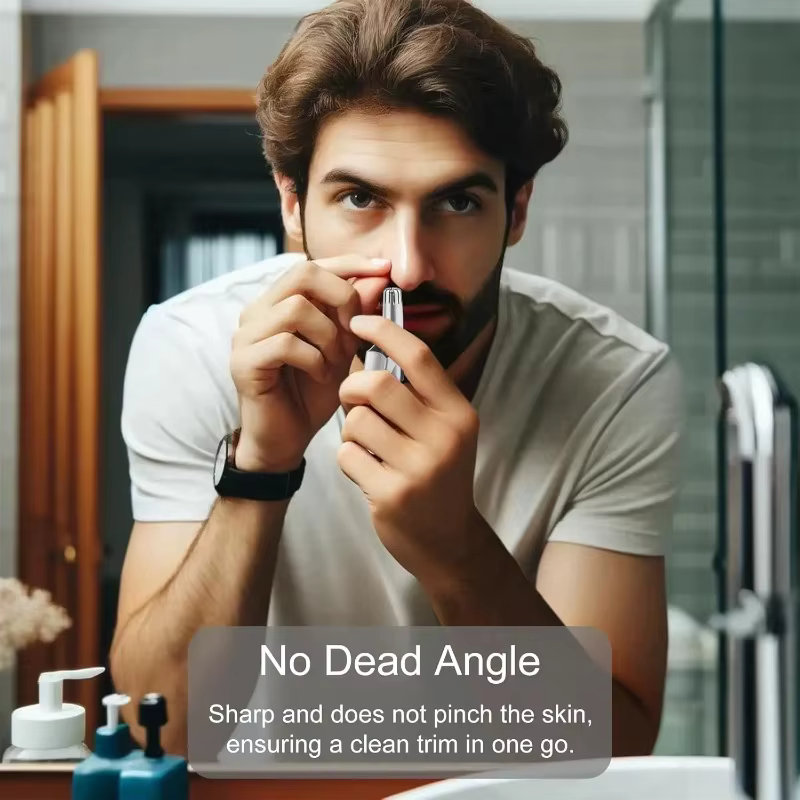 Tondeuse à poils de nez manuelle en acier inoxydable pour homme