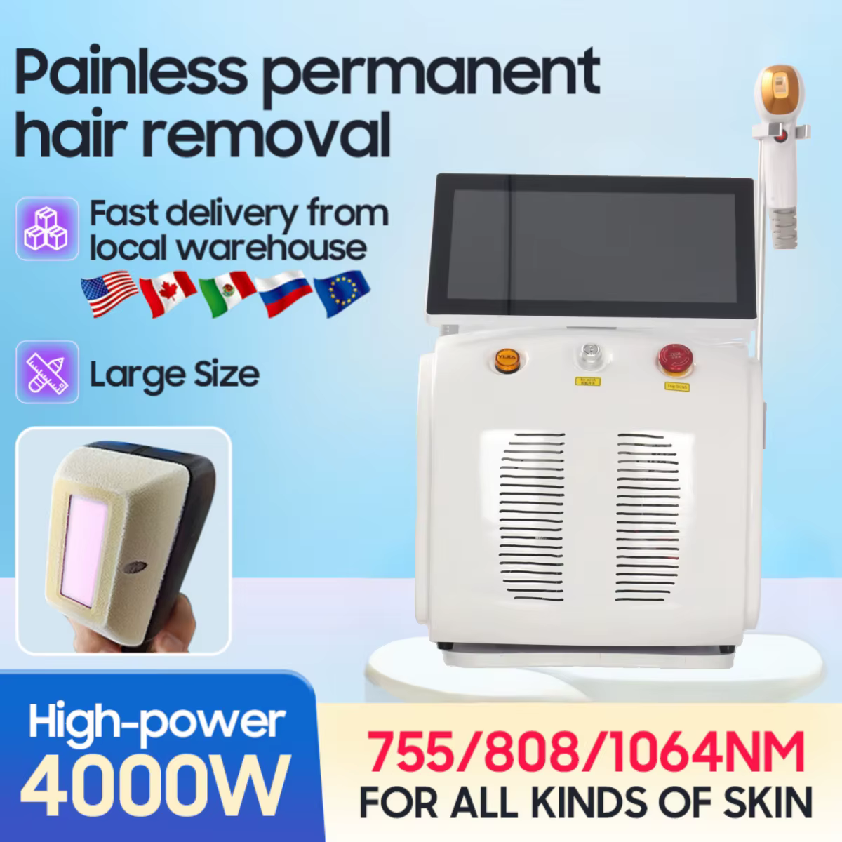 Meilleur Épilateur Laser Diode 4 Ondes Ice Platinum 2025 – Machine d'Épilation Permanente et Indolore