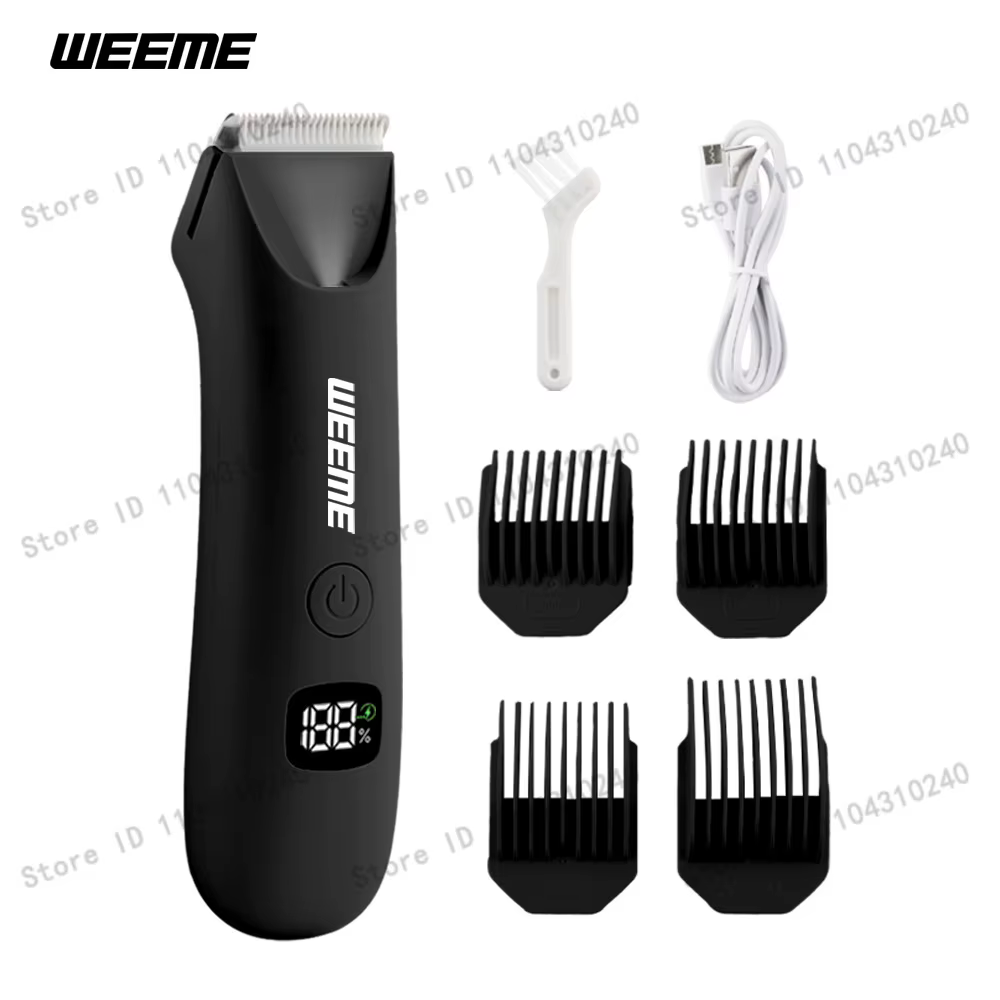 Tondeuse pour poils du corps et du pubis pour hommes et femmes, rasoir électrique indolore pour le corps et le bikini | Rasoir étanche rechargeable par type C