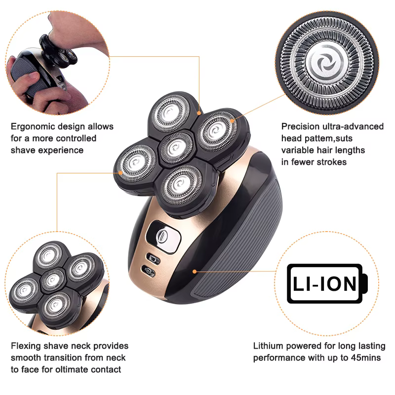 Ensemble de rasoir électrique rechargeable USB IPX7