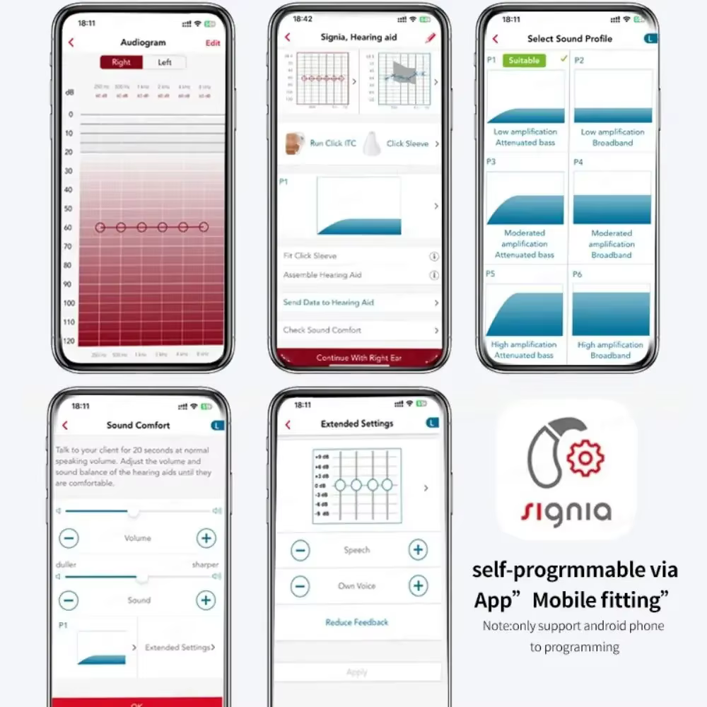 Signia 8 canaux numérique Invisible CIC aide auditive RUN Click ITC Signia Smartphone APP ajustement étui sec