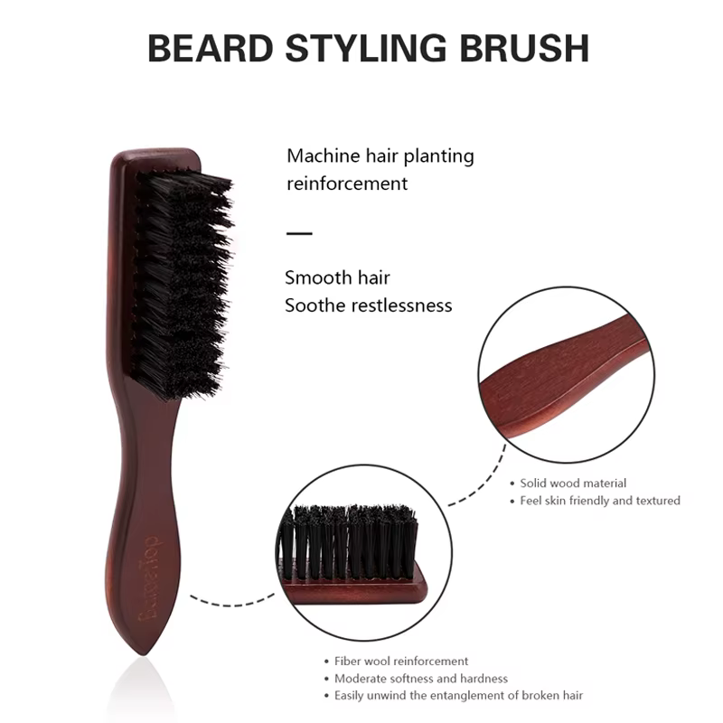 Barbertop hommes brosse à barbe manche en bois