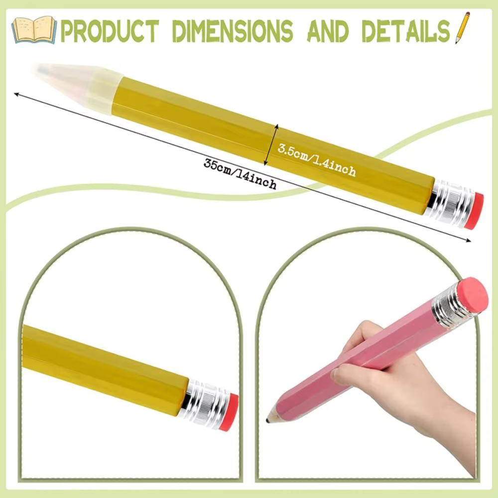 Grand crayon en bois de 35cm avec gomme pour artiste peintre, fourniture scolaire et de bureau, idée cadeau