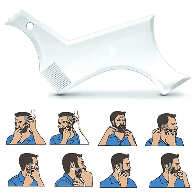 Peigne coiffant pour barbe, règle transparente pour soins pour hommes, favoris, garniture de barbe, outil de Contour