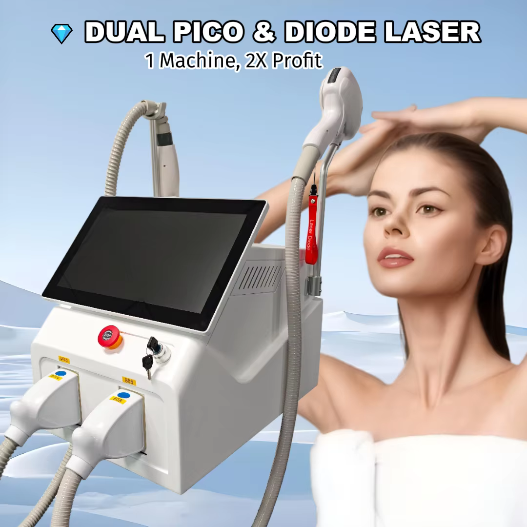 Machine professionnelle d'épilation au laser Pico pour salon, écran tactile 15,6 pouces, combo pour un traitement rapide et rentable, récupération 90 % plus rapide