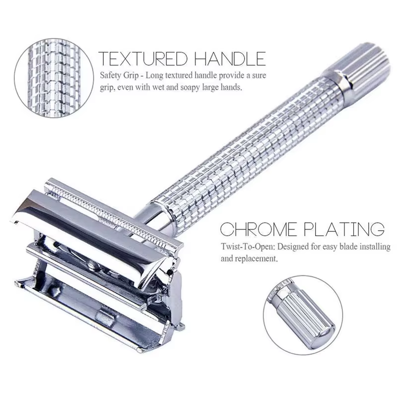 Ensemble de rasoirs classiques traditionnels à double tranchant pour hommes
