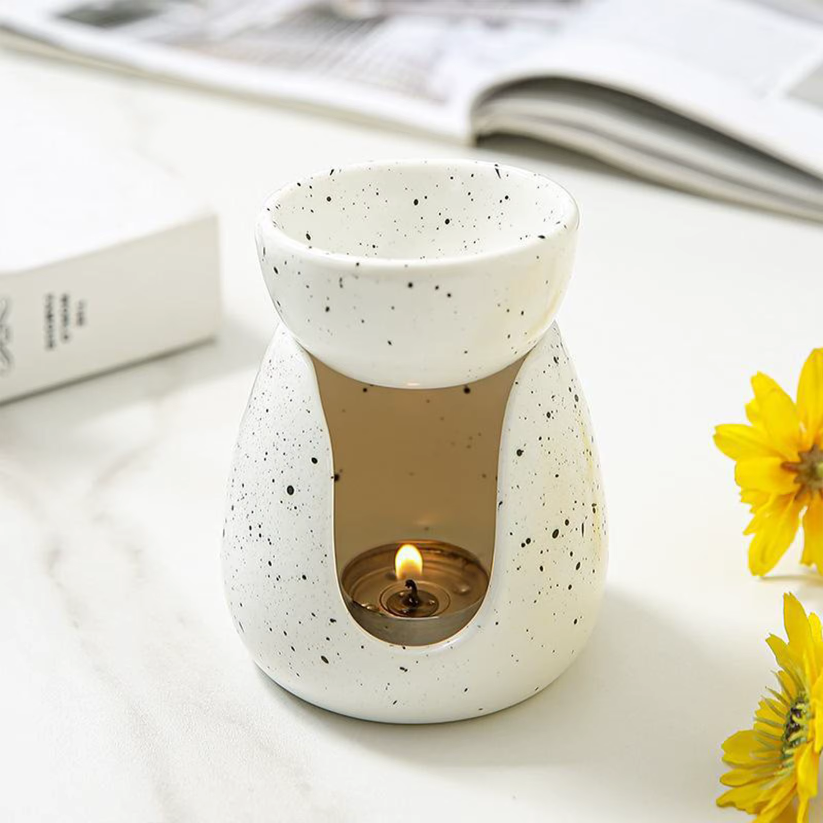 Brûleur d'Huiles Essentielles pour Aromathérapie, Brûleur de Fusion pour Bureau, Maison, Chambre à Coucher, SPA, Yoga