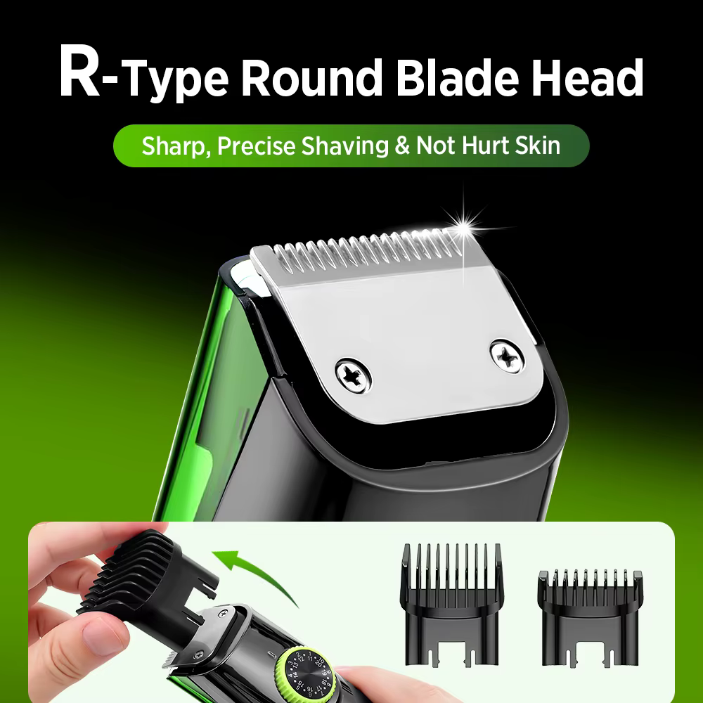 Tondeuse à barbe sans fil pour hommes, rasoir électrique Rechargeable avec 20 garnitures, tondeuse sous vide intégrée pour moustache, favoris, Kit de toilettage