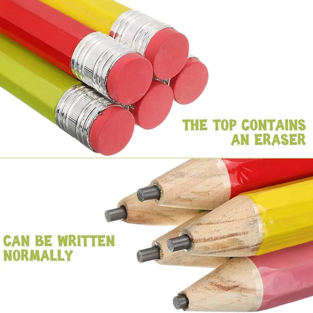 Grand crayon en bois de 35cm avec gomme pour artiste peintre, fourniture scolaire et de bureau, idée cadeau
