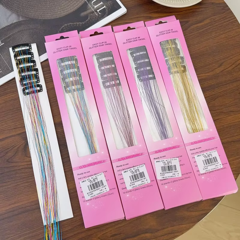 Kit de guirlandes de cheveux brillantes et scintillantes pour femmes, pince à cheveux colorée arc-en-ciel, Extension de cheveux scintillante pour outils de tressage, couvre-chef