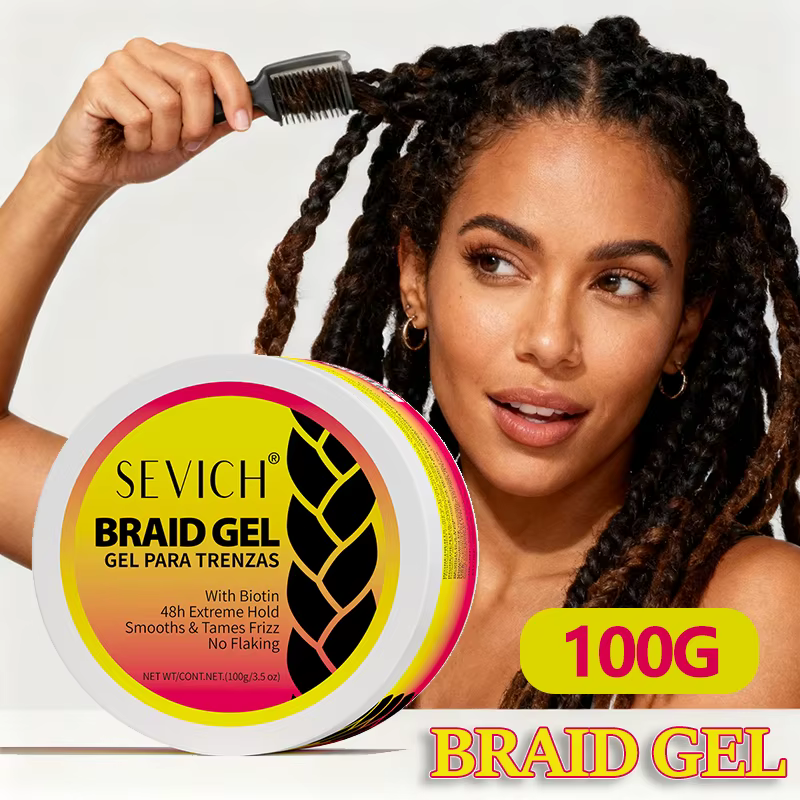 Gel coiffant pour tresses, cire coiffante longue durée pour des tresses définies, crème de contrôle des frisottis pour les bords, maintien tout au long de la journée