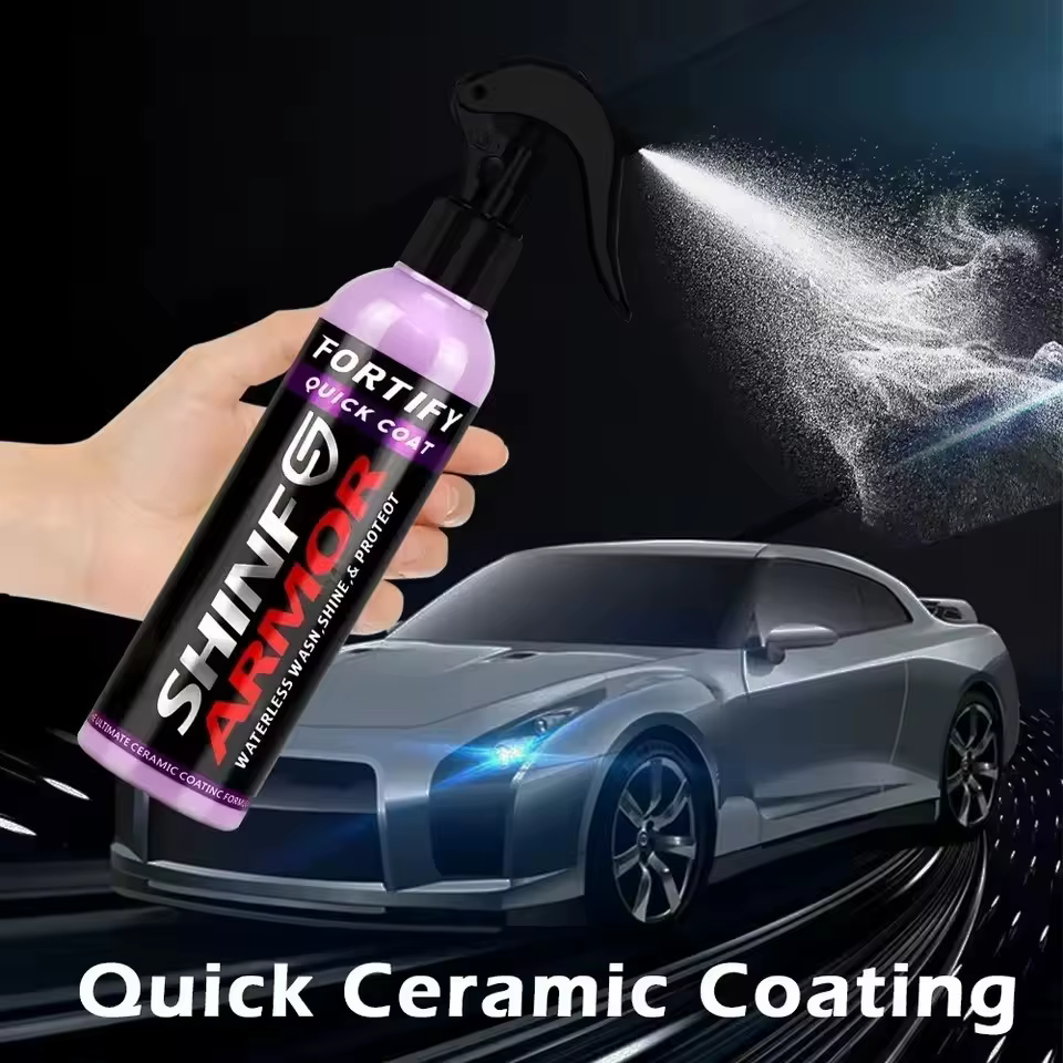 SHINE Fortify Quick Coat – Cire céramique pour voiture, spray de polissage, lavage sans eau et cire, couche de finition hydrophobe