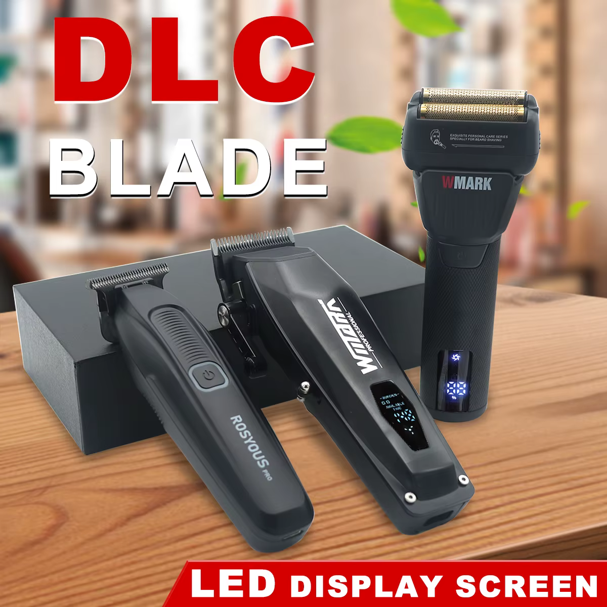 Kit de tondeuse à cheveux professionnelle pour hommes avec affichage LED lame DLC 9000 tr/min Machines de barbier Wmark ROSYOUS NG125 RS106 NG7982