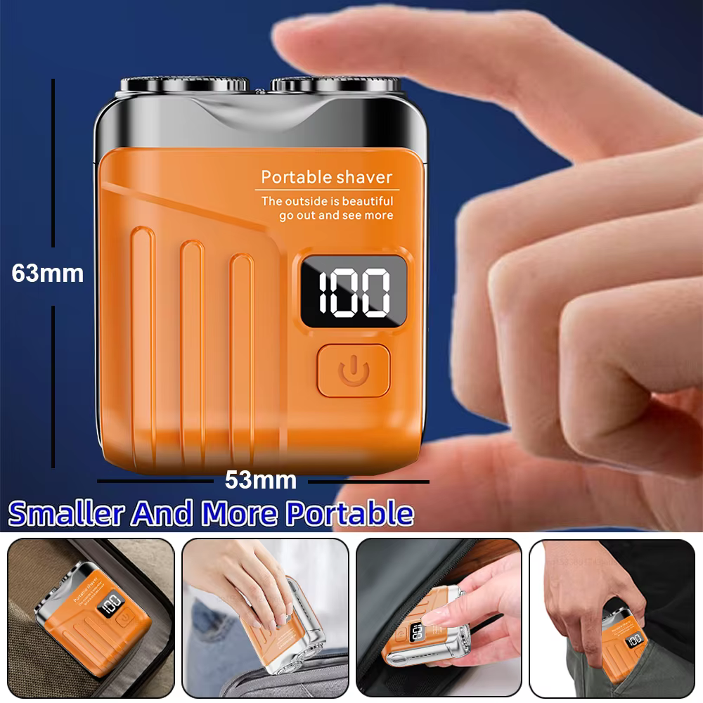 Rasoir électrique hommes tondeuse à barbe utilisation sèche et humide double lames rasoir USB Rechargeable Mini Portable visage barbe rasoir pour voyage à la maison