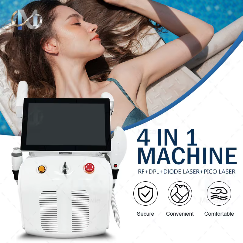 Machine laser portable 4-en-1 4000W : Diode 808nm/RF/IPL/Picoseconde